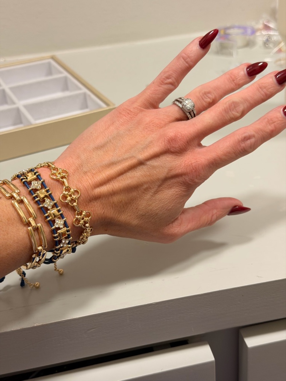 Bomb Party NWOT! Gold and Navy Multi-Layer Women's Bracelet Stack - Picture 7 of 7